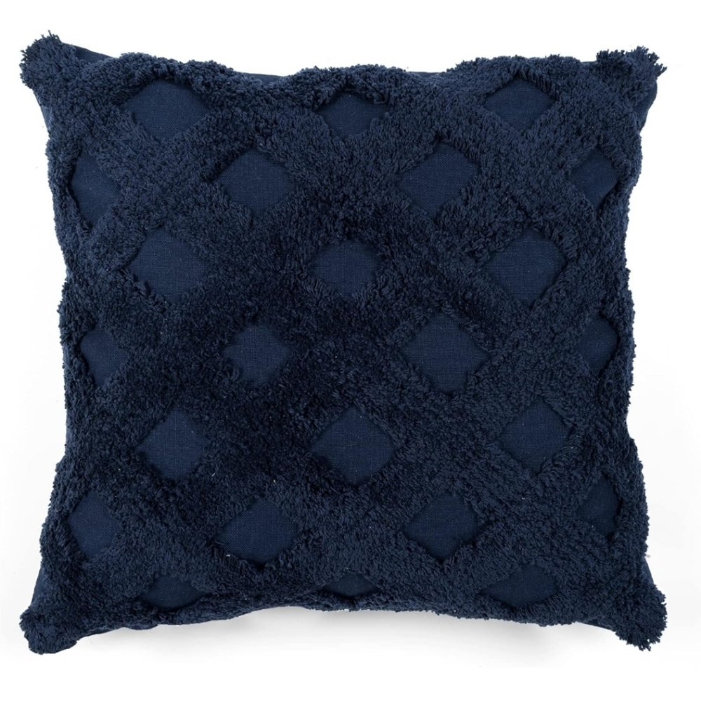 Lush Décor Tufted Diagonal Decorative Throw Pillow Cover 20" × 20" Navy